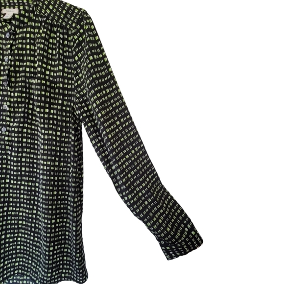CASLON Woman's Sz M Long Sleeve Quarter Button Down Tunic Green & Black - Picture 6 of 9